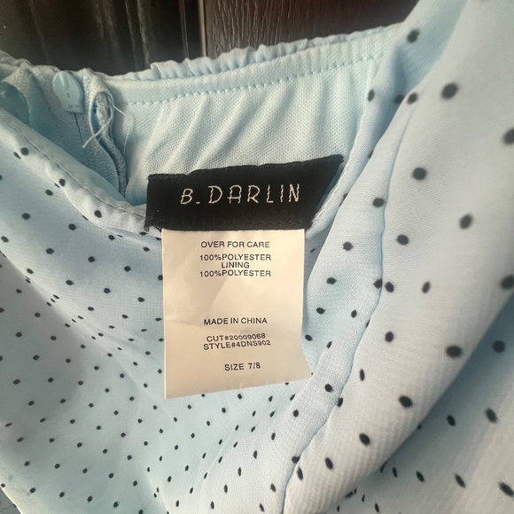 Girls Party Dress Blue Polka Dot Ruffles - Picture 3 of 5